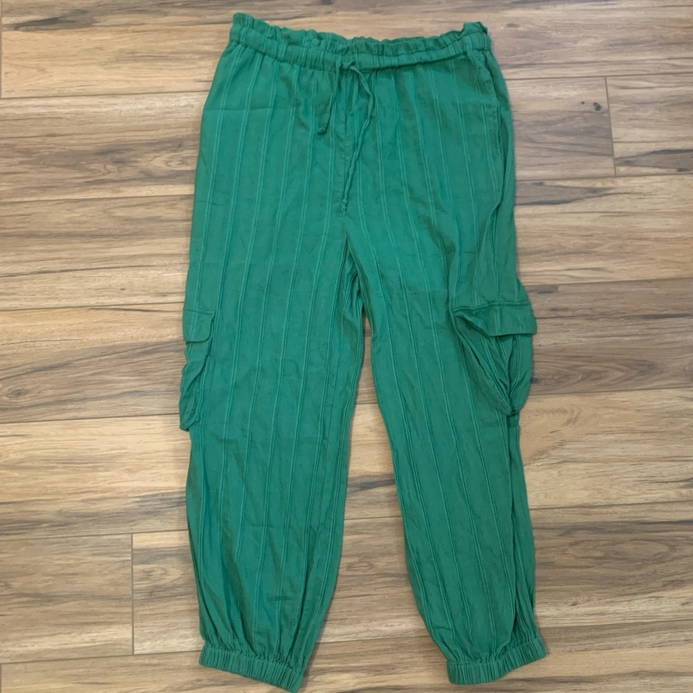 Dizzy Lizzy Forest Green Jogger Pants Light Weight Large
